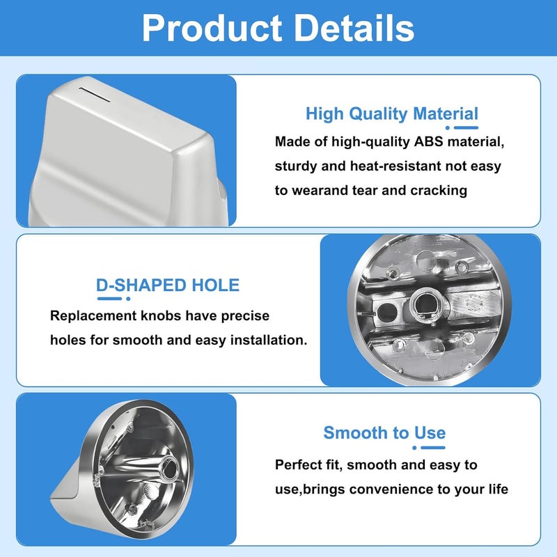 Gesleben W11366438 Stove Knobs Compatible with Whirlpool Electric Range Burner Control Knob WCG55US0HS00 WCG55US0HS05 WCG55US6HS00 WCG55US6HS05 WCG77US0HS00 WCG77US0HS05 Gas Stove Knobs - 5PCS - Image 4